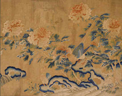 故宮繡品，刺繡收藏品，刺繡牡丹雉雞圖
